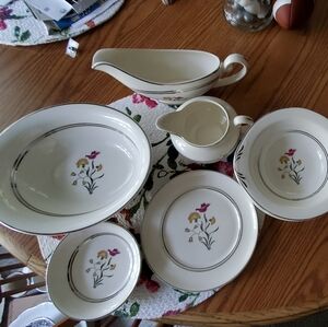 Floral Pattern Dinnerware Set with Cream and Multicolor Accents